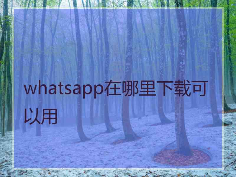 whatsapp在哪里下载可以用