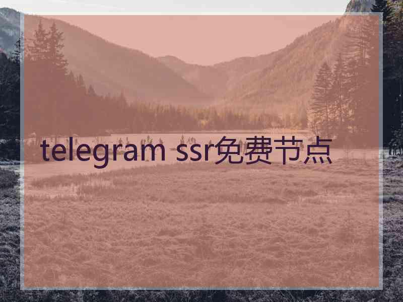 telegram ssr免费节点